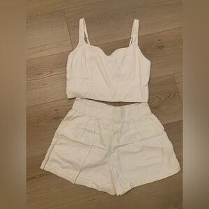 Abercrombie & Fitch White Smocked Top and Shorts Set